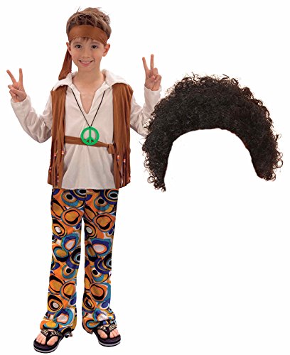 Boys Girls 60s 70s Hippy Fancy Dress Costume Outfit Wig