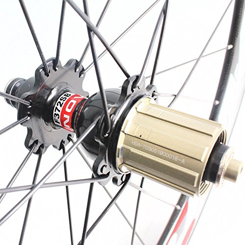 Wiel 700c 88mm Carbon Fiber Road Bike Tubular Wheels Bicycle Wheelset for Shimano - 3k Glossy Red White R88t