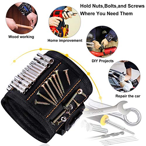 TOPFORT Wearable Magnetic Wristband with 20 Strong Magnets for Holding Screws, Nails, Drill Bits - Best Father's Day Gift for Men, DIY Handyman, Father/Dad, Husband, Boyfriend, Women (Black) - Thumbnail 3