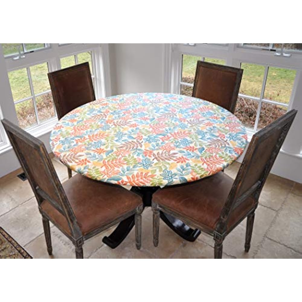 Deluxe Elastic Edged Flannel Backed Vinyl Fitted Table Cover Botanical