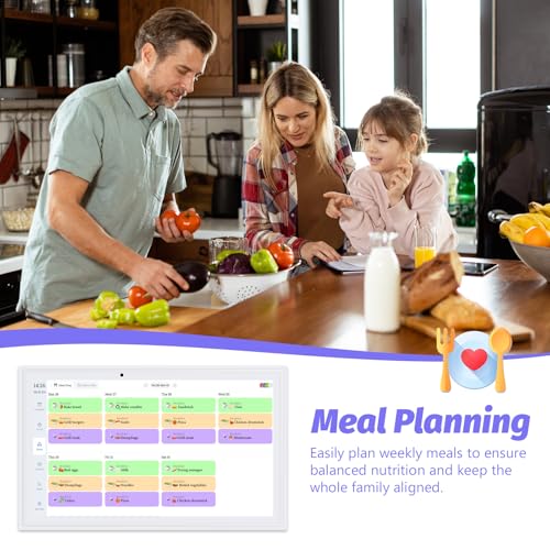 OcePor 15.6 Inch Digital Calendar, Electronic Calendar Chore Chart, Smart Calendars Wall 1920 * 1080 Full HD Interactive IPS Touchscreen for Family Planner,Task (White)