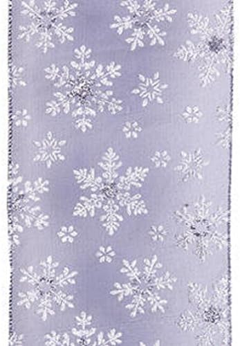 BEEKLEY BOWS Wide Wired Edge Craft Sewing Ribbon Trim (5-1/2" Navy with Glittered White Snowflakes)