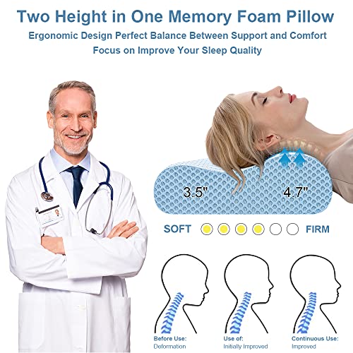 Anvo Memory Foam Pillow, Neck Contour Cervical Orthopedic Pillow for
