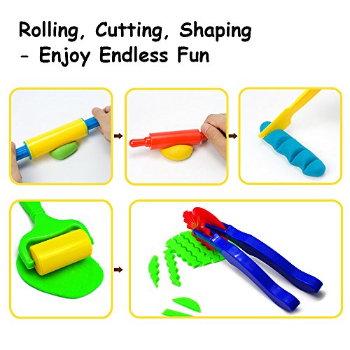 Deardeer Clay Dough Tool Mold Cutters for Kids Various Shapes Modeling Dough Clay Party Pack Mega Tool Playset - 44 Pieces