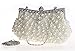 Kingluck Satin with Pearl and Diamond Wedding/Special Occasion Evening Handbags/Clutch, Off-white, 24*12*4cm