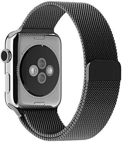 Aviato Apple Watch 42mm Magnetic Milanese Loop Stainless Steel Metal Band - black