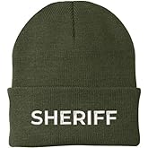 Sheriff Embroidered Beanie Hat USA Army Uniform Police 100% Acrylic Knit Winter Watch Cap