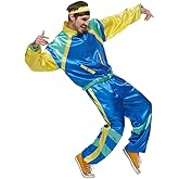EraSpooky Men 80s Costume Retro Jacket Shell Suit Party Tracksuit