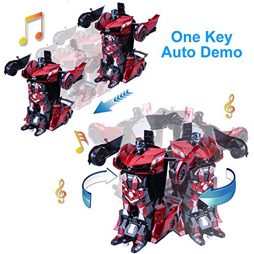 Transformer RC Car, Remote Control Car, 14" Electric Radio Controlled Cars Toys for Kids, Hand Control/One Key Transforming Robot, Cool Sound Light,3 4 5 6 7 8 9 10 11 Year Old Boy Kids Toddlers Gifts