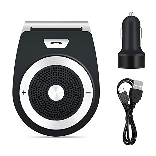 Bluetooth 4.1 Car Speakerphone Handsfree car stereo speaker Sun Visor Pair 2 Phones Simultaneously Car Charger For iPhone, iPad, Samsung Galaxy, HTC, LG, Android Phones - Thumbnail 7