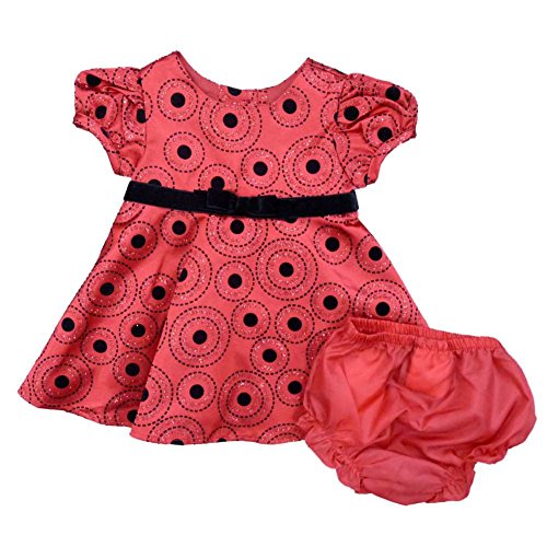Rare Editions Infant Girls Red Black Polka Dot Satin Party Holiday Dress 18m
