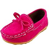 DADAWEN Girl's Boy's Suede Slip-on Loafers Casual Shoes
