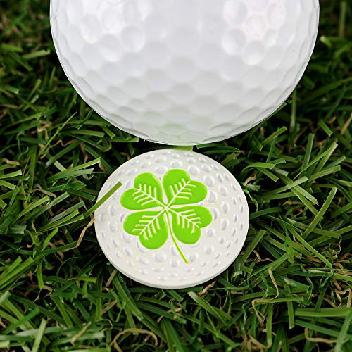 Myartte Golf Divot Repair Tool,Foldable Divot Tool, Stainless Steel Switchblade with 2 PCS Detachable Golf Ball Marker Pop-up Button (Blue Clover)
