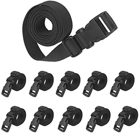 10pcs Adjustable Molle Camping Sleeping Bag Straps Lashing Straps with Buckle