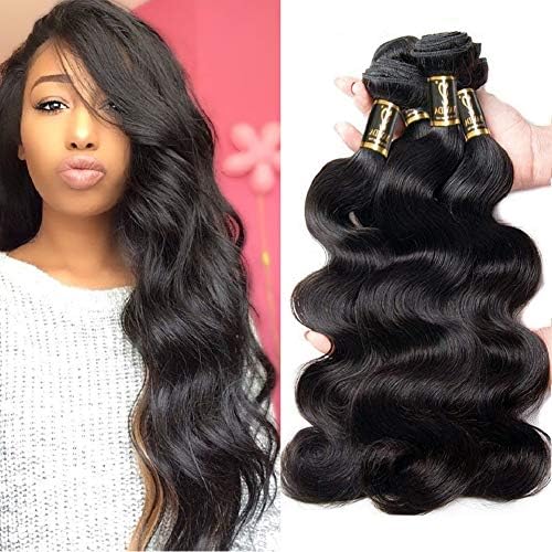 Yavida Body Wave Bundles Human Hair Weave Bundles 8A Brazilian Hair Bundles Body Wave Unprocessed Real Brazilian Virgin Hair Extensions 300g Natural Color 12 14 16 Inch