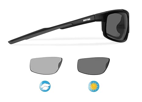 Bertoni Photochrome Selbsttönende Windschutz Sport Sonnenbrillen Fahrradbrille Ski Laufen Golf Running - F180 Italy Automatis