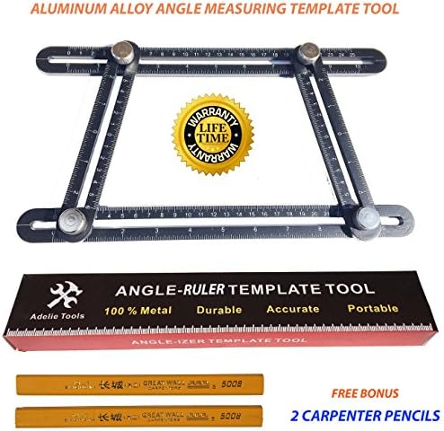 Aluminum Alloy Metal Angle Template Tool-Measures All Angles and Forms-Multi-Angle Metal Template Tool for DIY, Handymen, Builders, Carpenters, Craftsmen, Contractors, Roofers &amp;Tilers