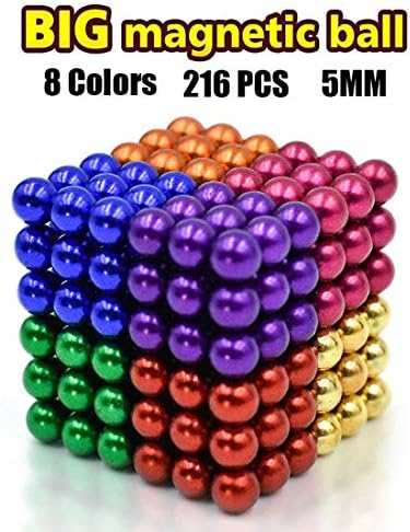 LOVEYIKOAI 8 Colors 5MM Magnetic Magnets Building Set for Office Stress Relief,Desk Sculpture Toy Perfect for Adults,216 PCS Buildable Sculpture Building Blocks Toys