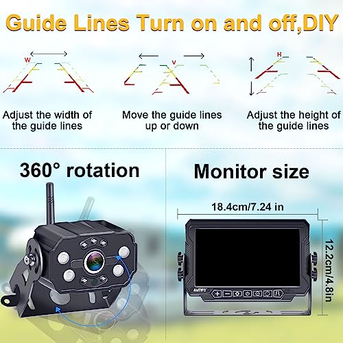 RV Wireless Backup Camera 2 Cameras Plug and Play for Furrion Pre