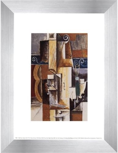 Poster Palooza Framed Violin and Guitar- 8x10 Inches - Art Print (Stainless Steel Frame)