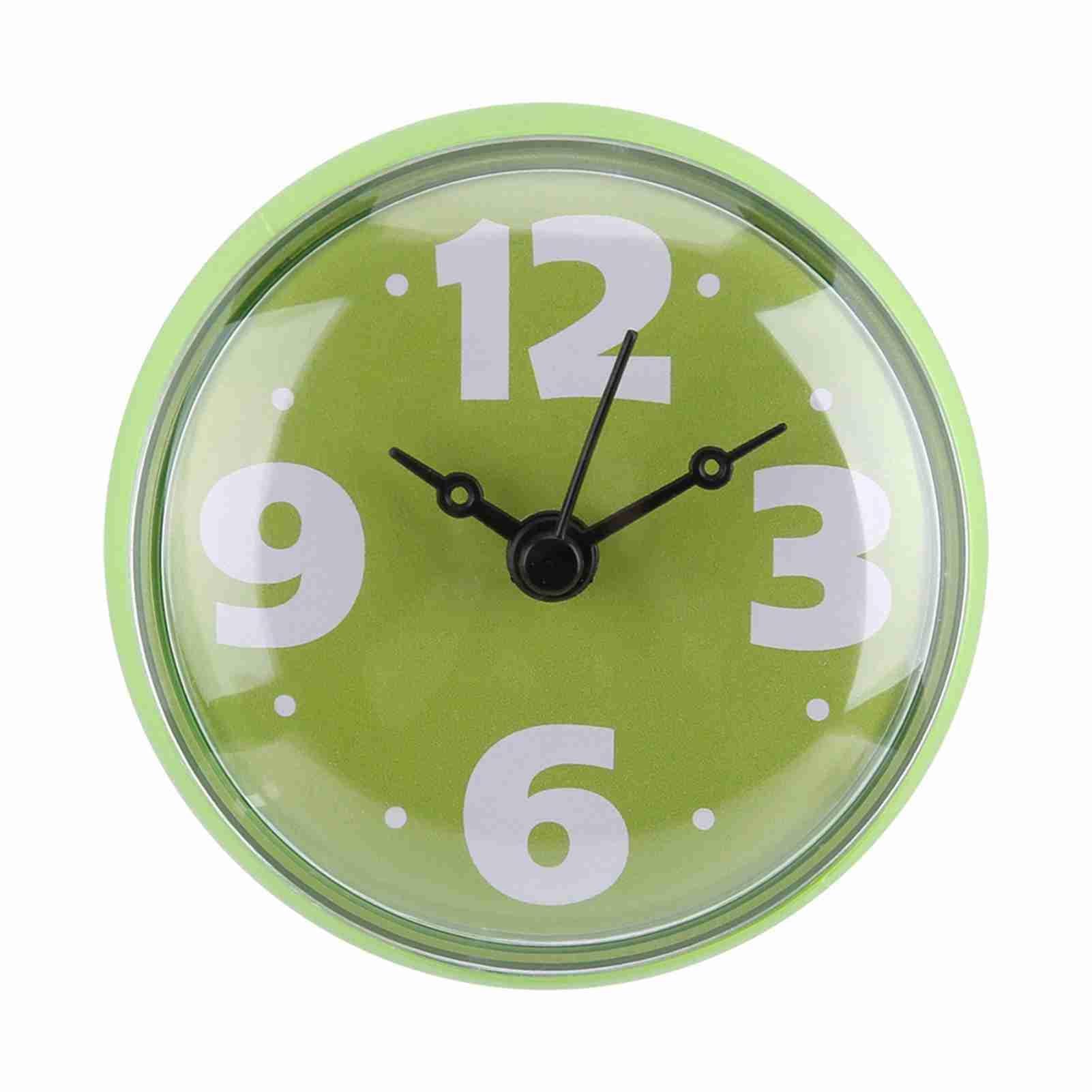 Lazmin Waterproof Suction Wall Clock, Window Mirror Bath Shower Clock Bathroom Accessories Waterproof Clock(Green)