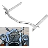 H RUO Chrome Motorcycle Passing Light Bracket Driving Pass Spotlight Mount Bar Compatible with Harley Softail Heritage FLST 2002-2017 Fatboy FLSTF