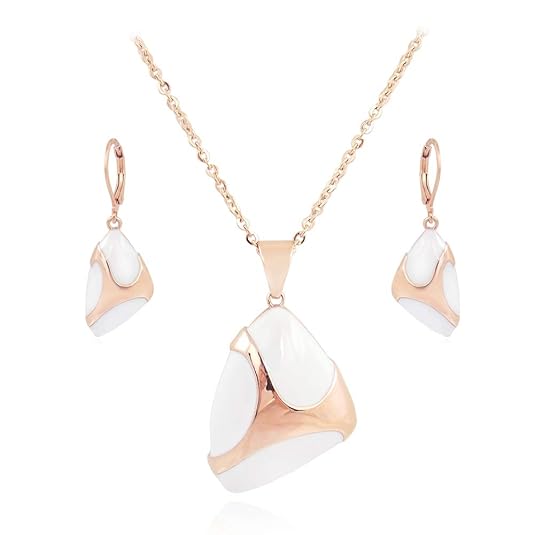 nobel-schmuck Schmuckset Rosegold Weiß Kette und Ohrhänger