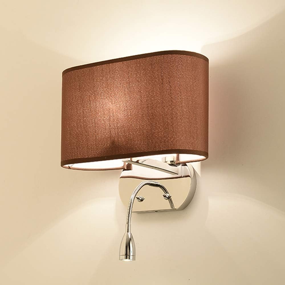 Apliques ILKJ Moderno Luz de Pared con 2 Interruptores E27 Tela