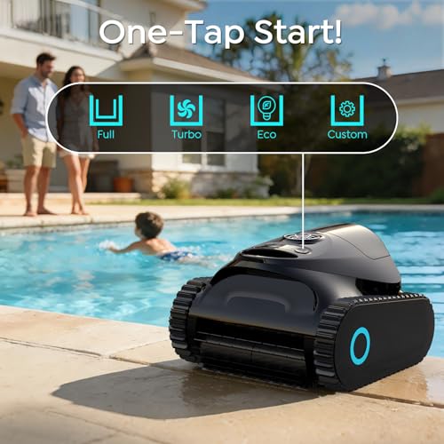 C1 Cordless Pool Cleaner Robot – 180 Mins Run Time, Triple-Motor Powerful Suction, Wall & Waterline Cleaning, Smart APP Navigation, Dual-Layer Filtration for Inground Pools up to 150㎡ (Onyx)