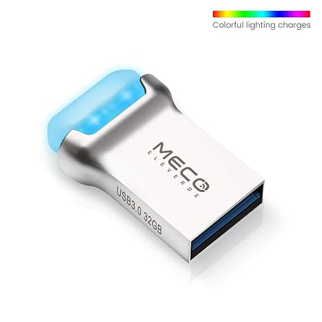 USB Stick 32GB, MECO ELEVERDE USB 3.0 Memory Stick Mini LED Leuchtend USB Flash Drive Aluminium Speicherstick mit Schlüsselba