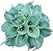 Duovlo 20pcs Calla Lily Bridal Wedding Bouquet Lataex Real Touch Artificial Flower Home Party Decor (Lake Blue)