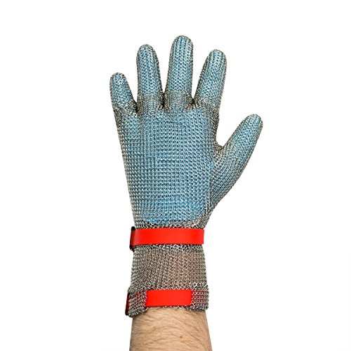 UltraSource Cut Resistant Stainless Steel Mesh Glove, Extended Cuff with Silicone Straps,  Size Large (One Glove)