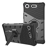 Sony Xperia XZ1 Compact Case SunRemex Durable Armor with Full Body Protective and Heavy Duty Protection and 360 Degree Rotating Kickstand Design for Sony Xperia XZ1 Compact(2017) (Black)