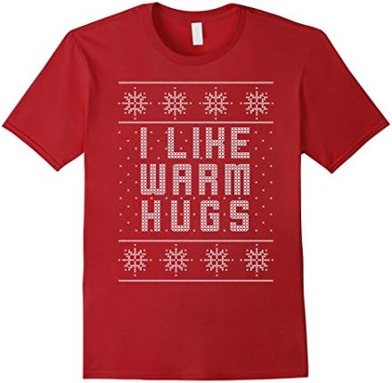 Men's I Like Warm Hugs Ugly Christmas Sweater Shirt, Funny Gift Medium Cranberry