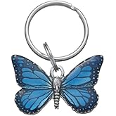 DANFORTH Blue Butterfly Keychain – Handcrafted Pewter Butterfly Keychains For Women – 2 ¾”, Made In USA