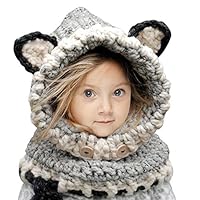 Sumolux Winter Kids Warm Fox Animal Hats Knitted Coif Hood Scarf Beanies for Autumn Winter