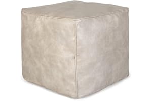 ROTOT Ottoman Pouf Square Shape, Foot Rest Faux PU Leather, Unstuffed Bean Bag Shell for Storage Solution, Hassock Pouffe Decoration for Living Room Balcony Office Outdoor (Mushroom)