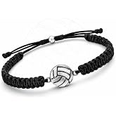 Sportybella Volleyball Paracord Bracelet with Charm, Adjustable | Braided Cord Bracelet with Adjustable Sliding Closure, Unisex Fit for Volleyball Game Days, Practices, Team Events