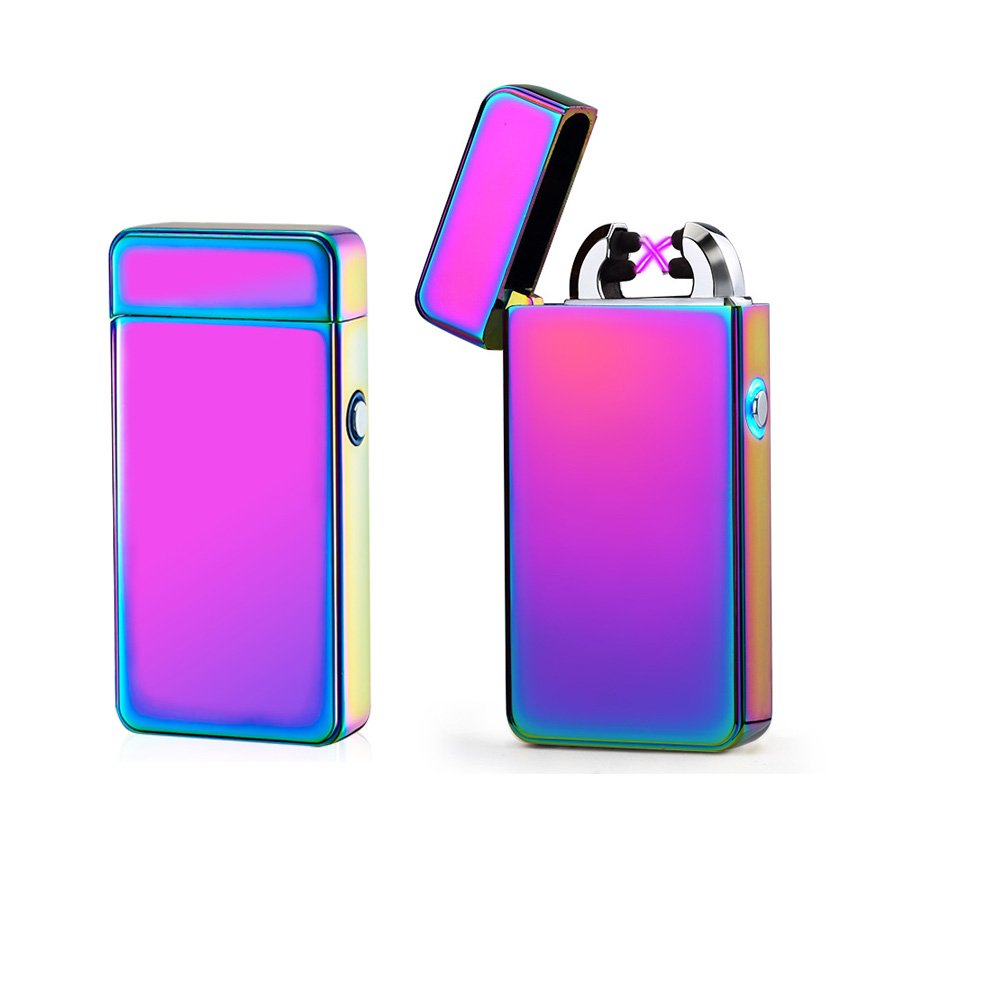 Electric Lighter,USB Lighter Gift Matal Body Double Electronic Arc Cigarette Lighter Outdaoor Windproof No Gas