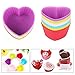 Heart Silicone Baking Cups, Heart Molds Love Cupcake Liners Large Resusable Muffin Cups, 30 Packs(Rainbow Colors)