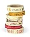 Cavallini Paris Decorative Paper Tape - 5 Assorted Paper Tape Rolls (16 Yards per roll)