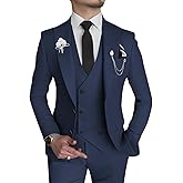 Wangyue Men's 3 Piece Slim Fit Suit Double Breasted Suit Men Formal Suit for Wedding Prom Dinner Party