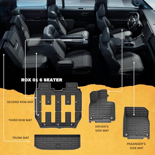 MOTOR FIT 3D All-Weather Car Floor Mats for ROX 01 6 Seater | 5-Piece Waterproof Set with Anti-Slip Backing & Raised Edges | Interior Accessories for ROX 01 6 Seater