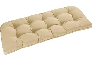 downluxe Outdoor Bench Cushion for Patio Furniture, Waterproof Tufted Overstuffed Porch Swing Cushions, Thick Outdoor Loveseat Cushions, 48" X 18" X 5", Khaki, Set of 1