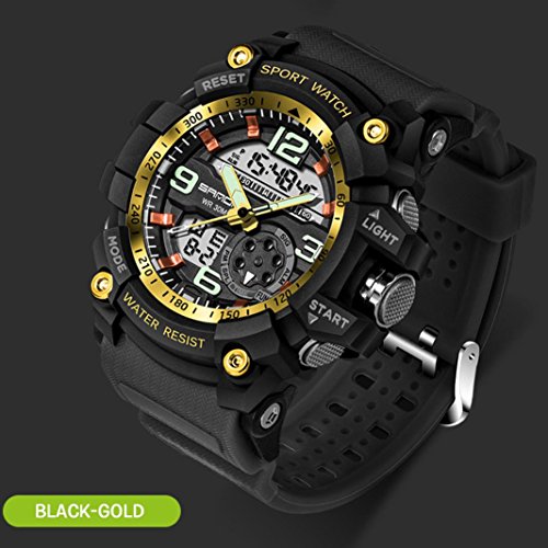 Goddessvan Fashion Men Waterproof Sports Watches Shock Digital Electronic Watch (Gold)