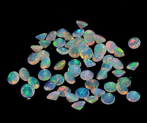 4mm Round 2 Pieces Natural Ethiopian Welo Opal Faceted Gemstone DDL84