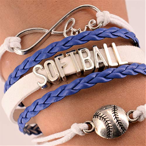 Embolden Jewelry Softball GIFT SET - I Love Softball Wrap Bracelet (1) + Softball Thread Headbands (3)