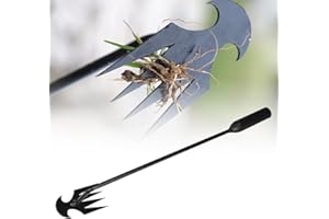Pousbo 2024 Upgrade Weeding Artifact Uprooting Weeding Tool, Premium Gardening Hand Weeder Tools Weeding Artifact Uprooting Weeding Tool 4 Teeth Manganese Steel Removal Weed Tool (A)