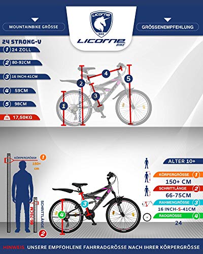 Licorne Bike Strong V Premium mountainbike in 24 en 26 inch, fiets voor jongens, meisjes, dames en heren, 21… - Image 6