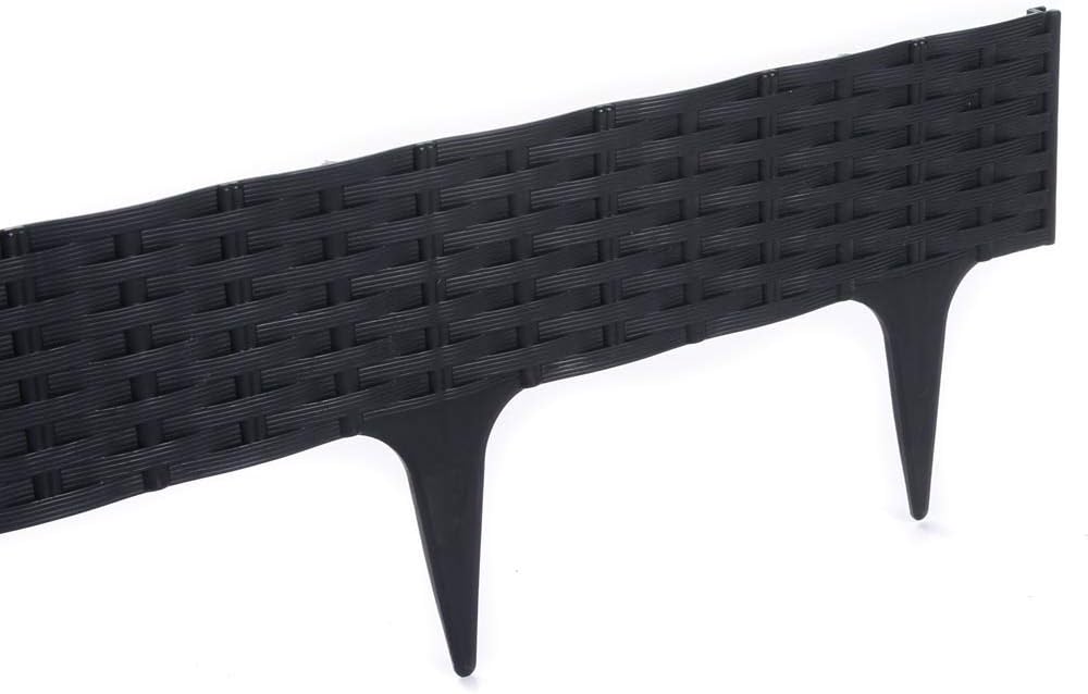 Rasenkante Gartenpalisade Beeteinfassung Beetumrandung 3,9m Rattan-Optik 3 Farben (Anthrazit)